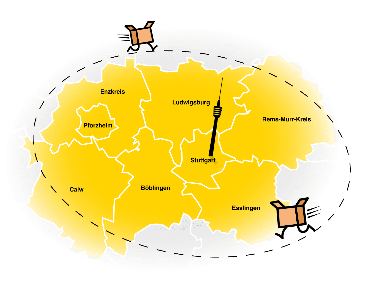 Karte Einsatzgebiet Region Stuttgart